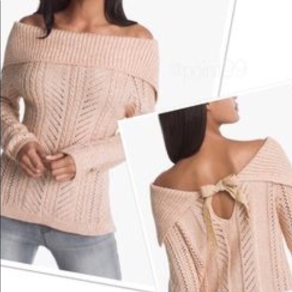 WHBM on or off shoulder bow back sweater S EUC